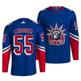 Män Ishockey New York Rangers tröja Rryan Lindgren 55 Adidas 2022-23 Blå Reverse Retro 2.0 Authentic
